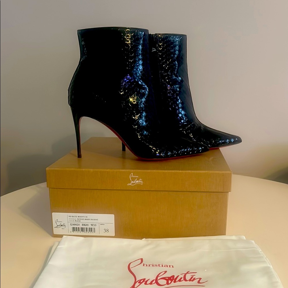 Christian Louboutin So Kate Booty 85 Black Snake Embossed Boots
